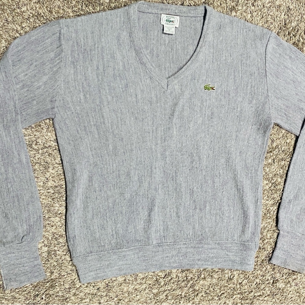 Lacoste Light Gray V-Neck Pullover